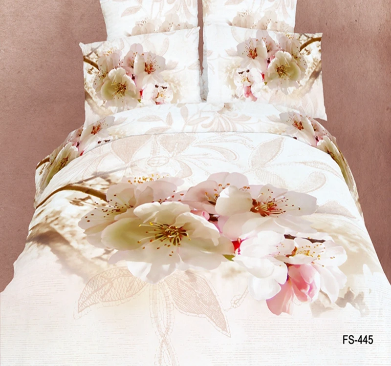 Hot flowers and plants style soft bedding set 3d digital flowers printing washed egyptian cotton duvet cover set
