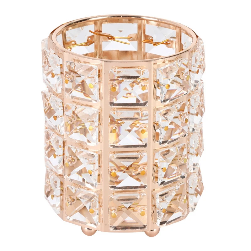 Gold & Silver Crystal Rhinestone Designs Beauty Nail Pen & Makeup Brush Holder
