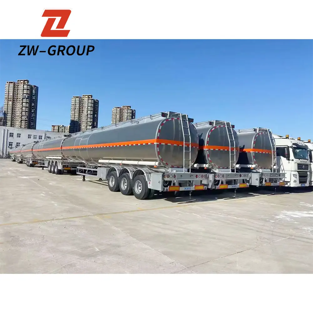 ZW Group 3 axle 45000 Liters Aluminum Alloy Fuel tanker semi trailer for Saudi Arabia