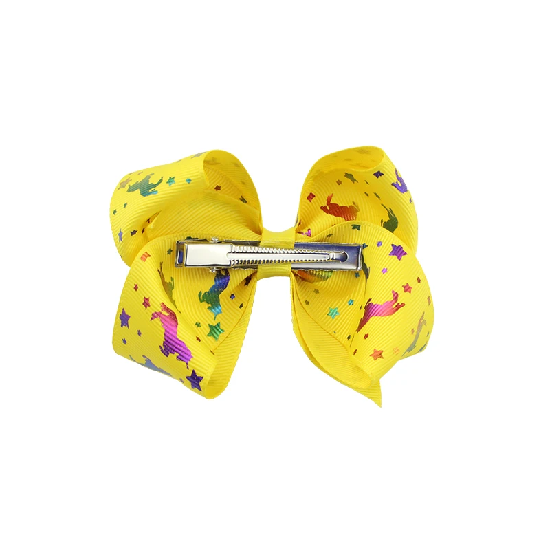 4-inch bronzing unicorn hair bows for girls jojo Ribbon bow hair clips for kids