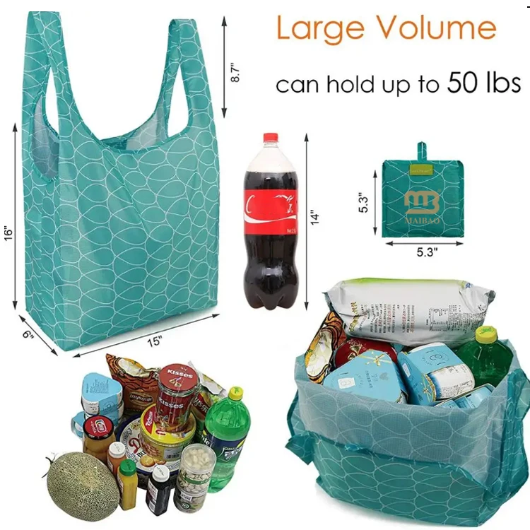 Eco-friendly Fashion Polyester Shopping Tote Bag Nylon Reusable Foldable Oxford Tote Bag Custom Printed Nylon Bags For Packaging