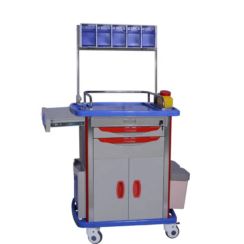 In Stock Medical ABS Hospital Emergency Trolley Nursing Crash Cart Anaesthesia Drug Trolley