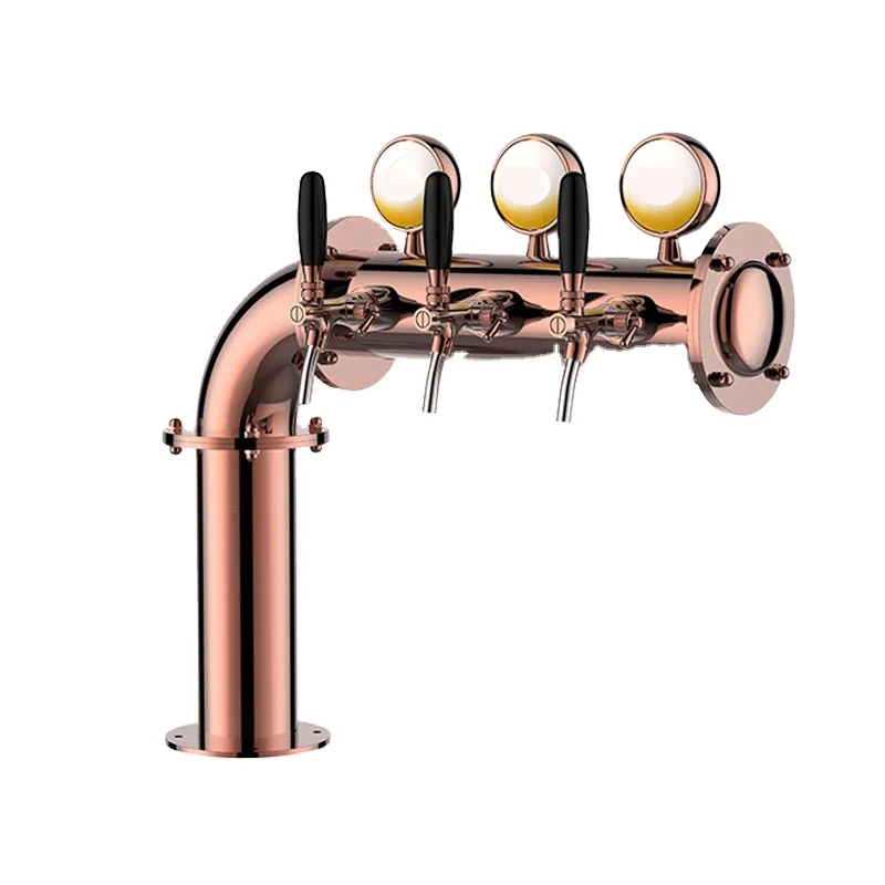 Copper right L type beer tower with 3 taps