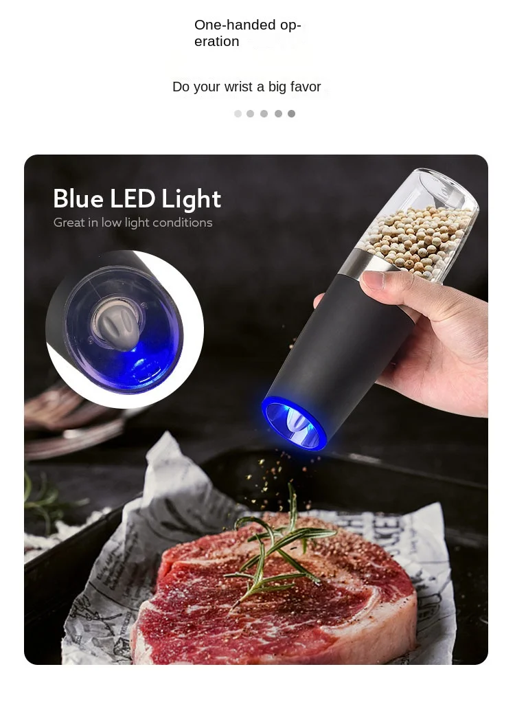 Electric Pepper Grinder with Home Gravity Sensing Technology Household Product