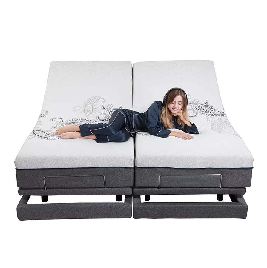 Head and Foot Recline Split King Electric Adjustable Bed Base with Customized Headboard
