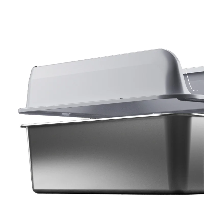 Oversized Open Style Stainless Steel Cat Litter Box Raised Fence High Absorption Splash Proof Cat Toilet Poop Basin Cats Dogs