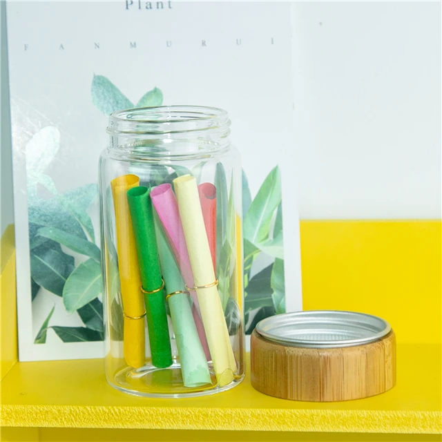 100ml 100cc Transparent Glass Bottle with Bamboo Lid Decoration Gift Wishing Bottle Lovely Fashionable and Simple Free Shipping