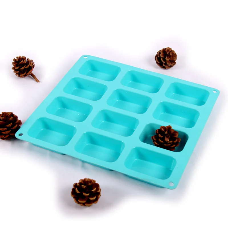 Hot-selling  12 Cavity Mini  Loaf Pan  Cake Tool Silicone Muffin Pan, Silicone Soap Mold