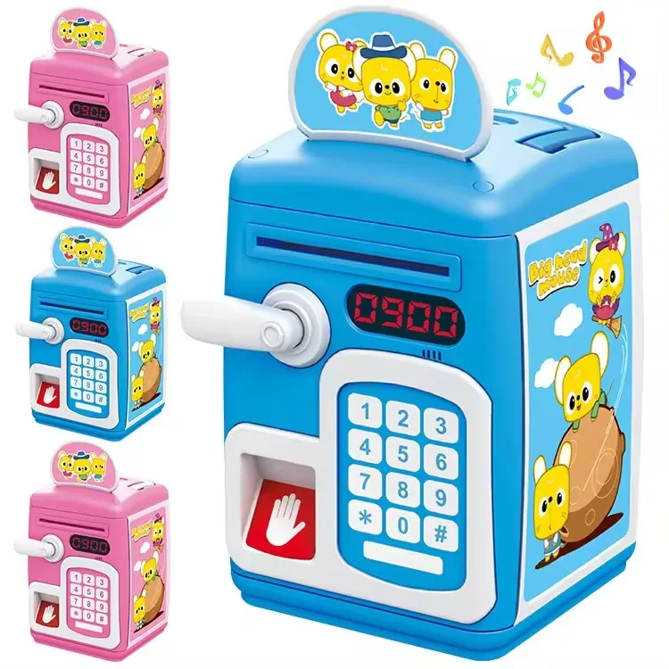 Fingerprint Sensor Electronic Money Box Mini Atm Bank Toy for Children