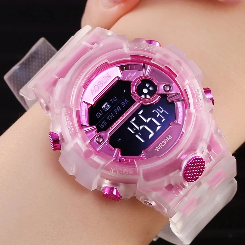 Unisex Waterproof Led Wristwatch with Alarm Clock 12/24 H Stopwatch Calendar Boys and Girls Children Sports Digital Watches