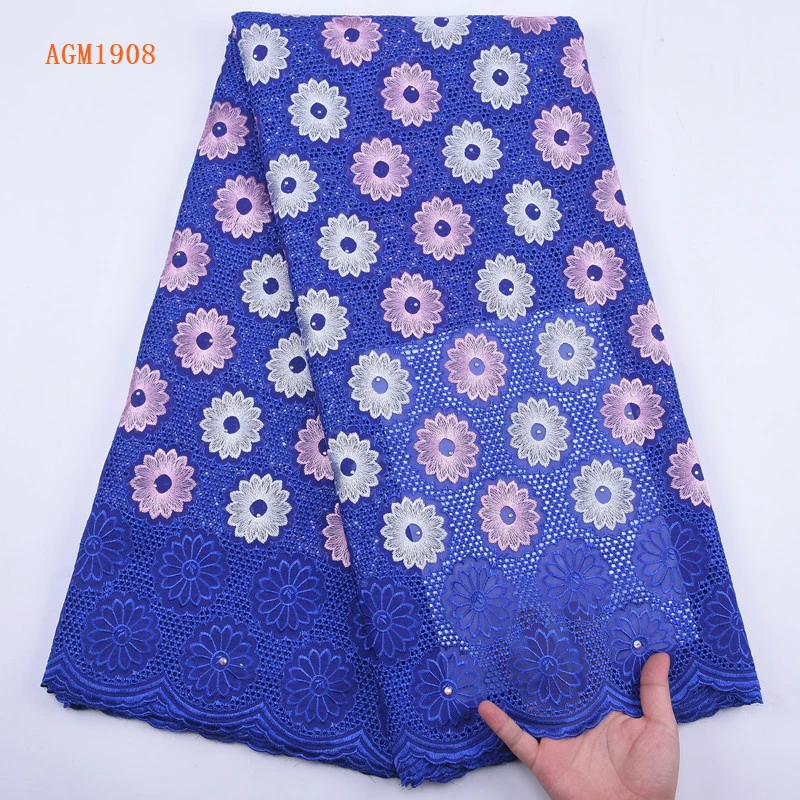 White Color Latest African Cotton Lace Fabric High Quality Nigerian Swiss Voile Lace In Switzerland Asoebi Lace Fabric 1908