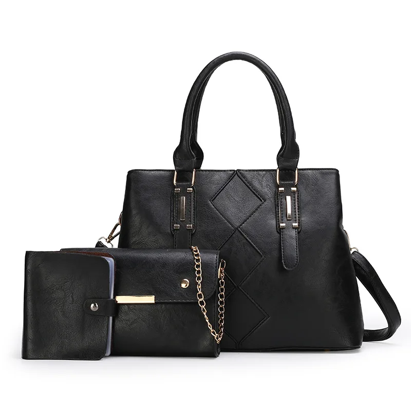 2019 new design pu ladies tote hand bag lady handbag leather handbags set for women bags