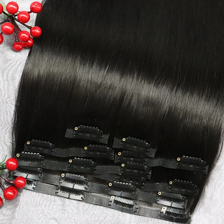 Wholesale clip in raw hair extension 100Human Hair raw cambodian Seamless clip in extensions Wholesale