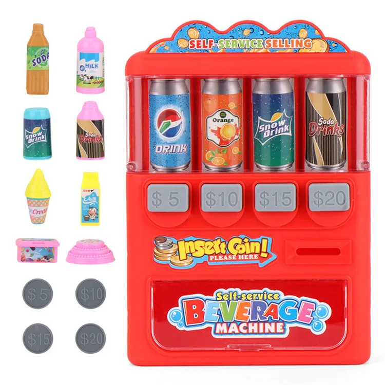 Kids education simulation drink coin slot vending machine pretend play toys