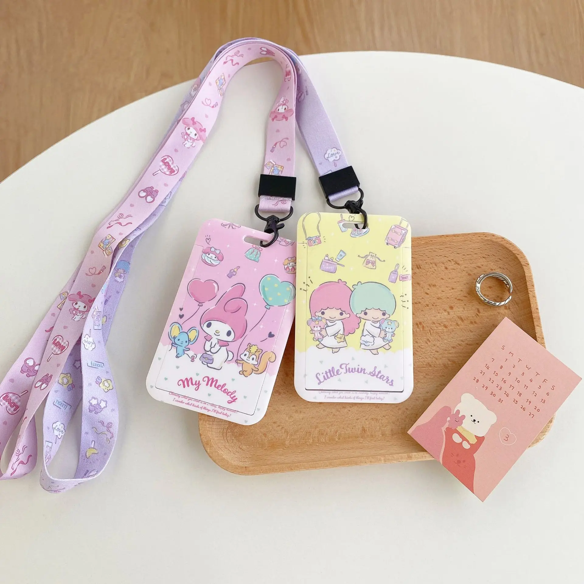 Lovely Cartoon Hello Kitty Pochacco My Melody kuromi Card Holder with Lanyards ID Badge Plastic Card Cover Wholesale Lanyard