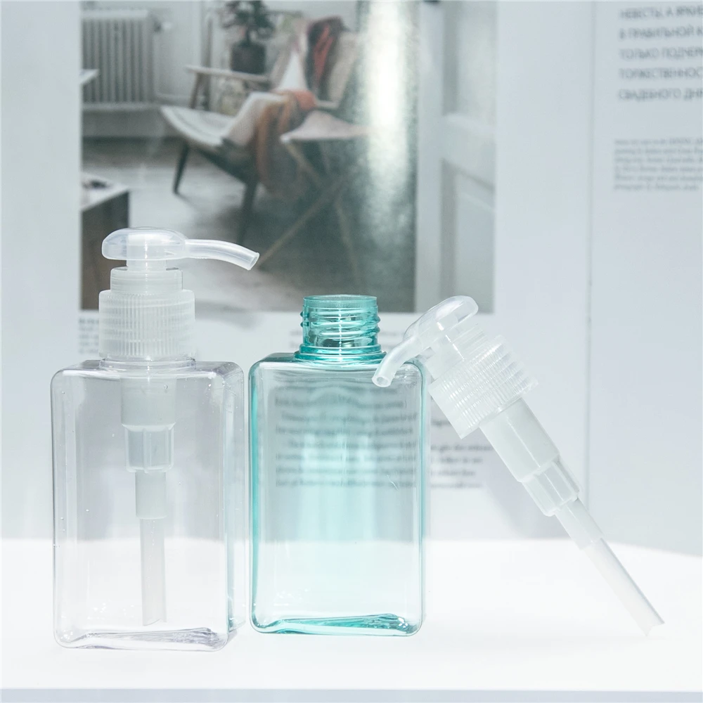 2Pcs 100ml Clear Recyclable Plastic Compression Bottle for Home Furnishing or Travel use and Shower Gel or Cosmetic Empty Bottle