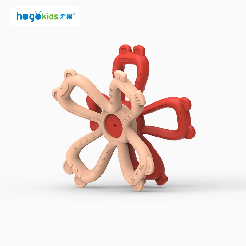 OEM Wholesale  BPA Free Cute Cartoon Shape Silicone Teether Baby Chew Toy Teether