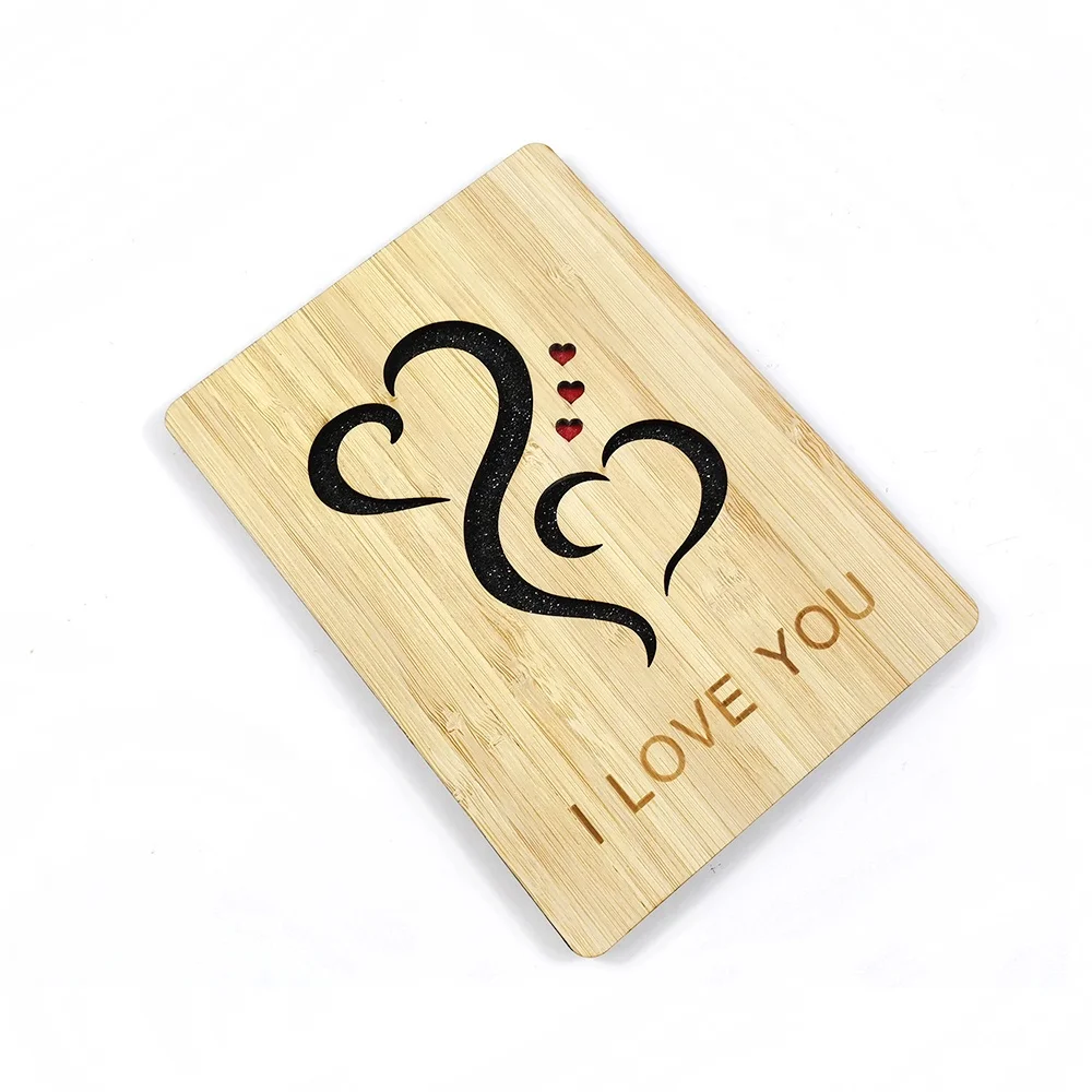 Прямые бамбуковые складные открытки в форме сердца на День святого Валентина от производителя