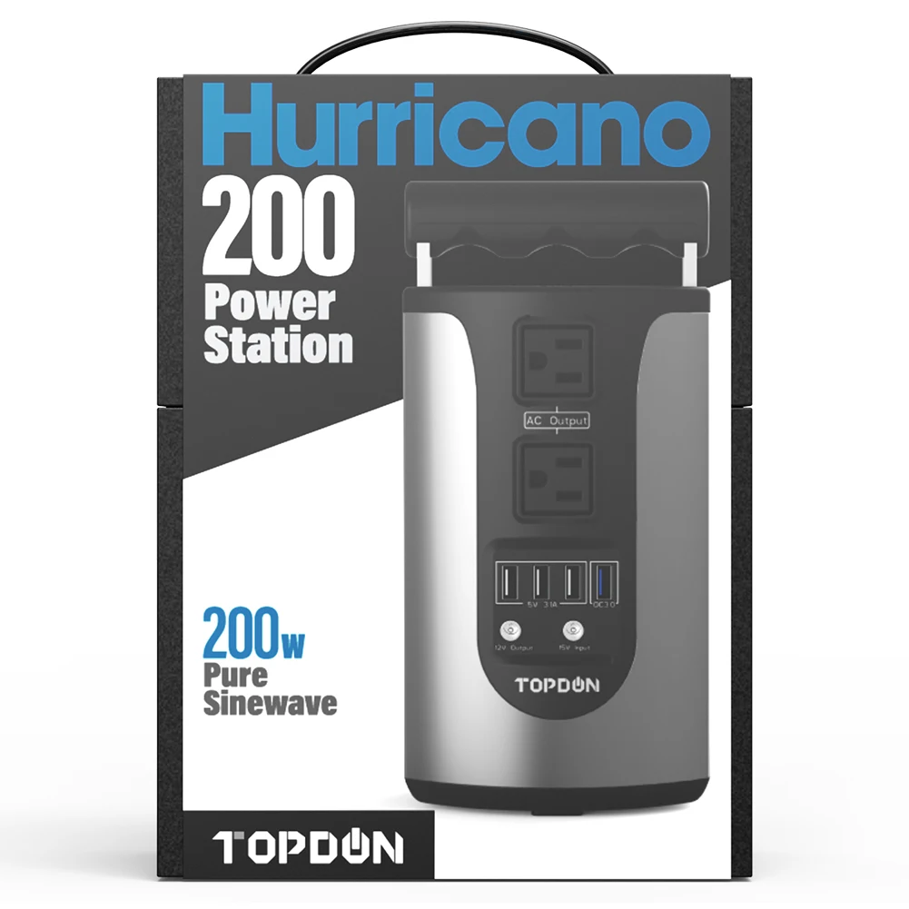  TOPDON Hurricane ano200 110 В/200 Вт Чистый Sinewave AC розетки UPS аккумулятор резервный литиевый источник питания зарядное устройство для кемпинга