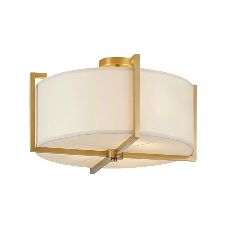New American Warm Romantic Simple Bedroom Round Gauze LED Ceiling Lamp