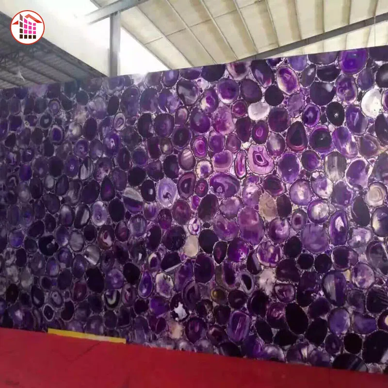 
luxury purple agate onyx backsplash 