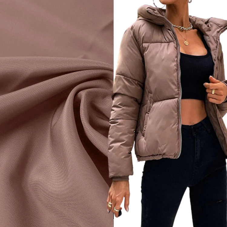 Factory price custom pu coated 240T 300T ripstop down jacket fabric waterproof poly pongee fabric for padded jacket