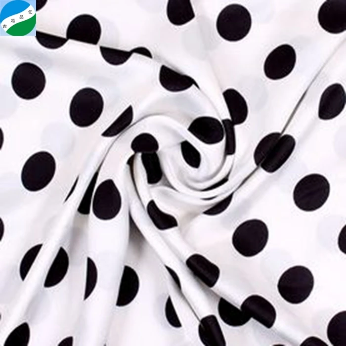 China wholesale stock lot polyester polka dot satin fabric for dress