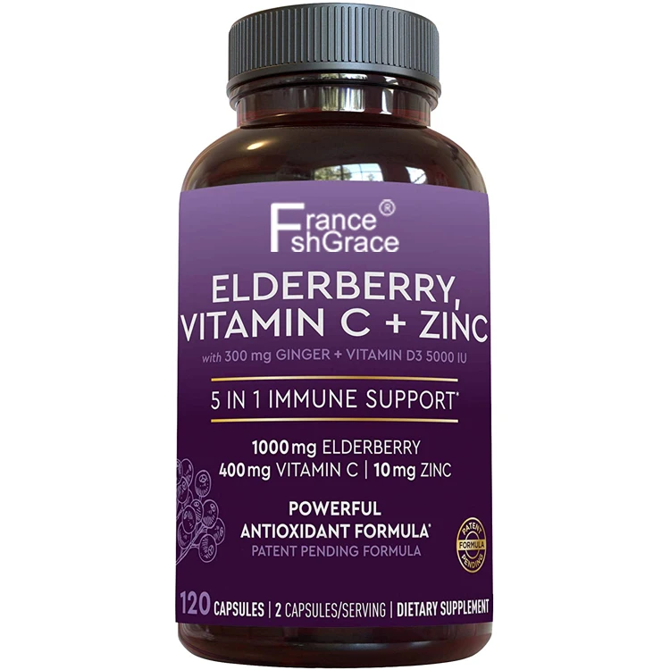 Wholesale Immune System Support Booster Vegan Supplement Vitamins Elderberry Capsules With Zinc