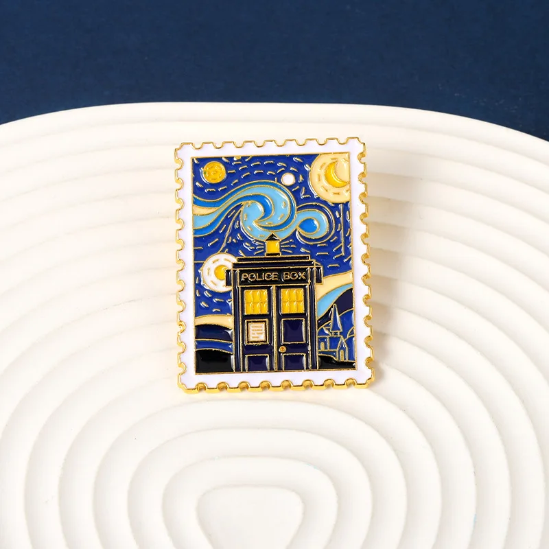 Starry Night Stamp Enamel Pins Custom Van Gogh Art Brooches Metal Badge Oil Painting Enamel-pins