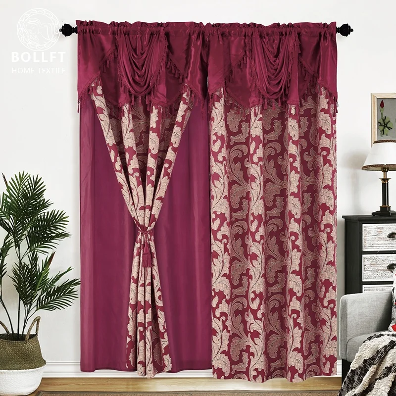 Europe and America Classic Style Jacquard Curtain with Multiple Valance Design to Choose