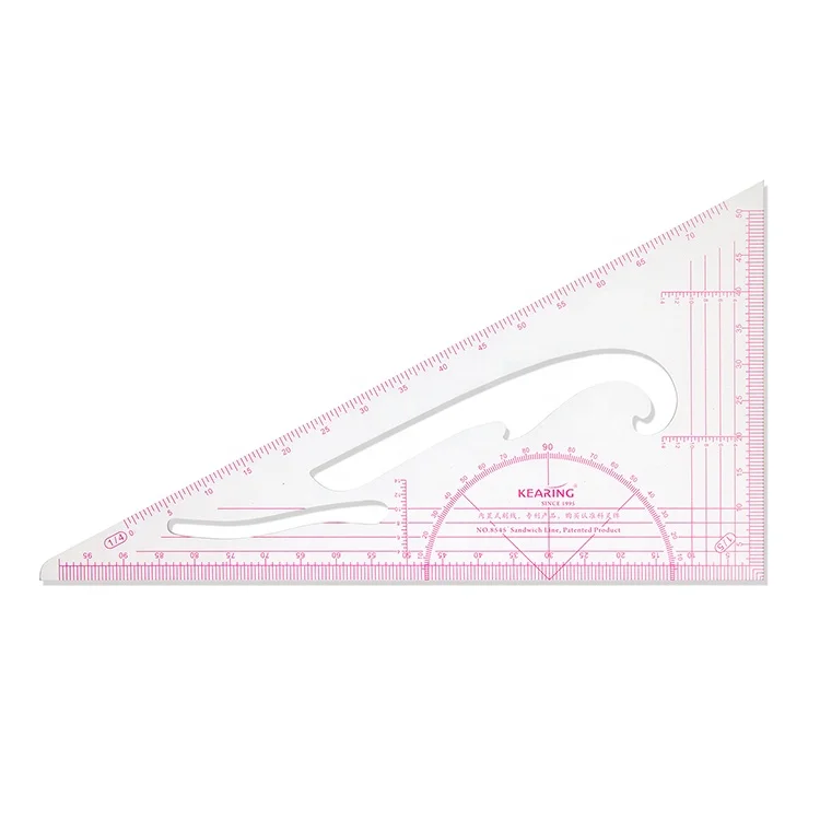 Гибкая пластиковая линейка с треугольными шкалами 1:4 и 1:5 микроотверстиями для изготовления рисунков модного дизайна #8545