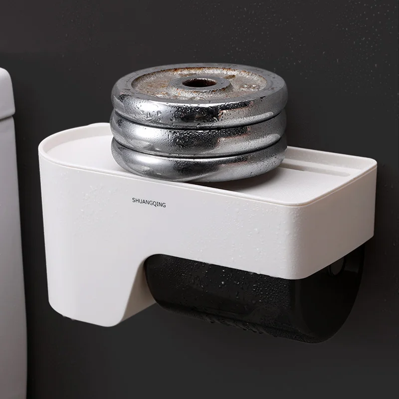 
Hot sale Bathroom wall mounted plastic toilet paper holder with mobile phone napkin sundries tissue paper roll storage holder 
