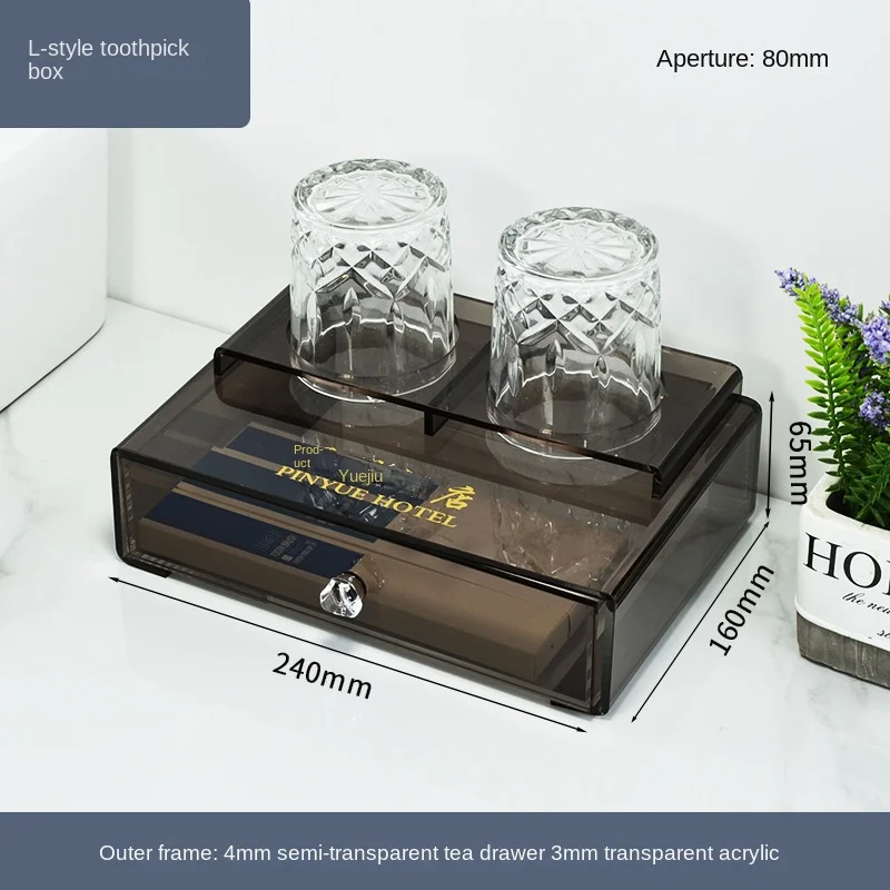 Customized drawer-type hotel supplies dental implements organizers clear acrylic display case box