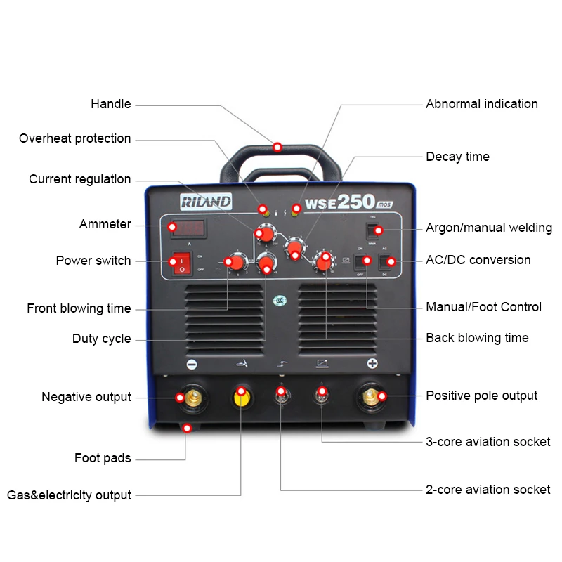 WSE-250 AC/DC TIG 220V Aluminum Argon Arc Welding Machine For Welding 0.8-4.0 Aluminum Stainless Steel Plate