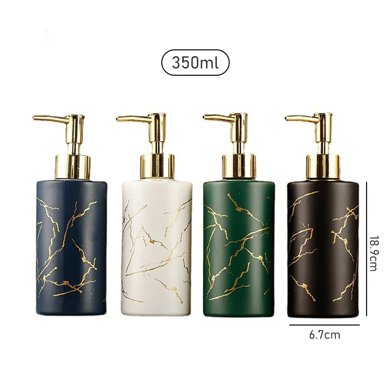 Nordic Style Marble Gold Matte White Black Texture Glass Soap Dispenser Lotion Bottle for Chic Home Household Bathroom Decor