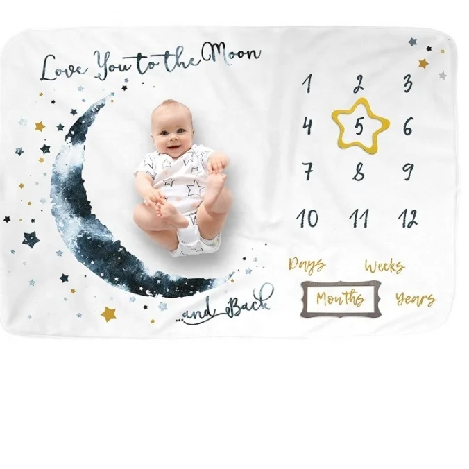 100% polyester  blanket baby milestone fashion flannel  fleece throw swaddle baby blanket