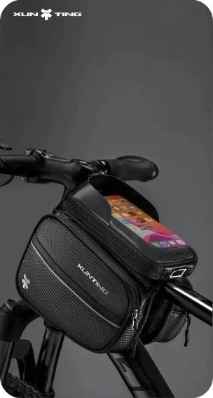 XUNTING 2024 NEW design Touch Screen Bicycle Bag water resistant Reflective Cycling Frame Front 8.0 Phone Case Bike Accessories