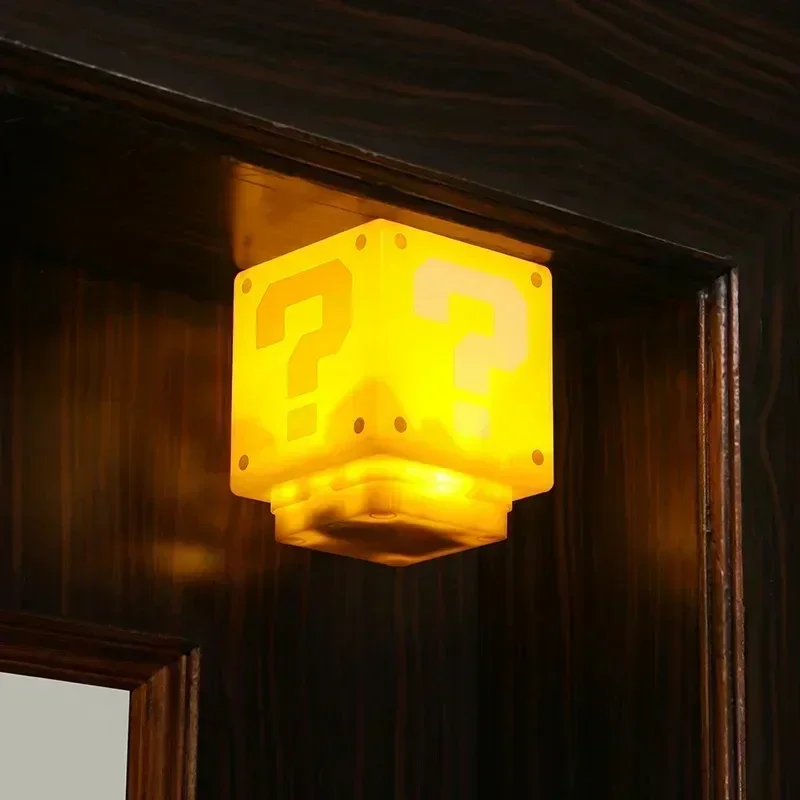Super Mario Question Mark Sound Question Mark Rechargeable Cube Lamp Super LED Desktop Lamp Star Gift Night Lights
