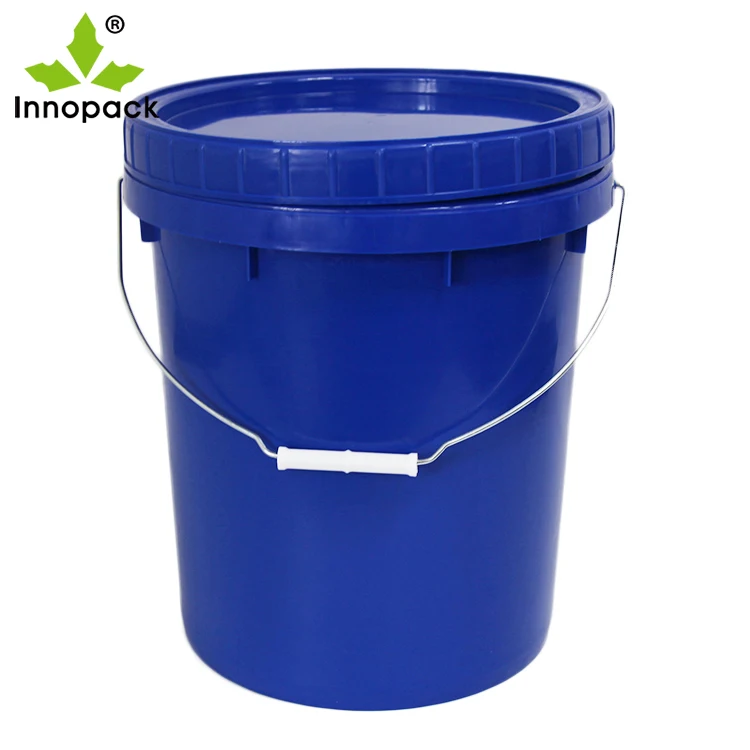Blue 5 Gallon Screw on Lid Plastic Paint Bucket