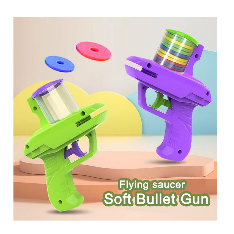 Hot sale Kids Outdoor Game Gun Toy Foam Disc Launcher Gun Wholesale Flying Disc Shooting Gun Boy Toy