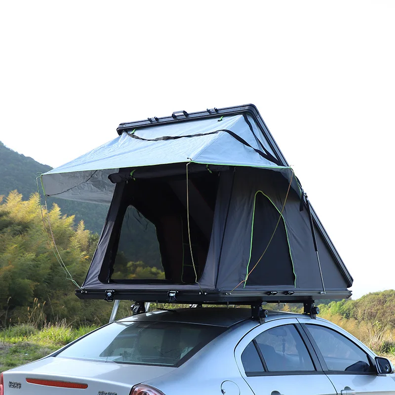 Triangle SUV Rooftop Car Tent Aluminum Material Hard Shell Foldable Hydraulic Automatic 2 Person for Jeep Honda Roof Top