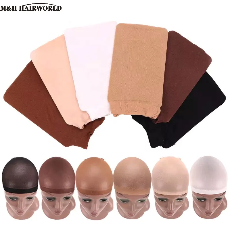Hot Sale Hairnet Cap Pack of 12 Wig Cap Open End Brown Mesh Net Liner Weaving Wig Caps for Making Wigs