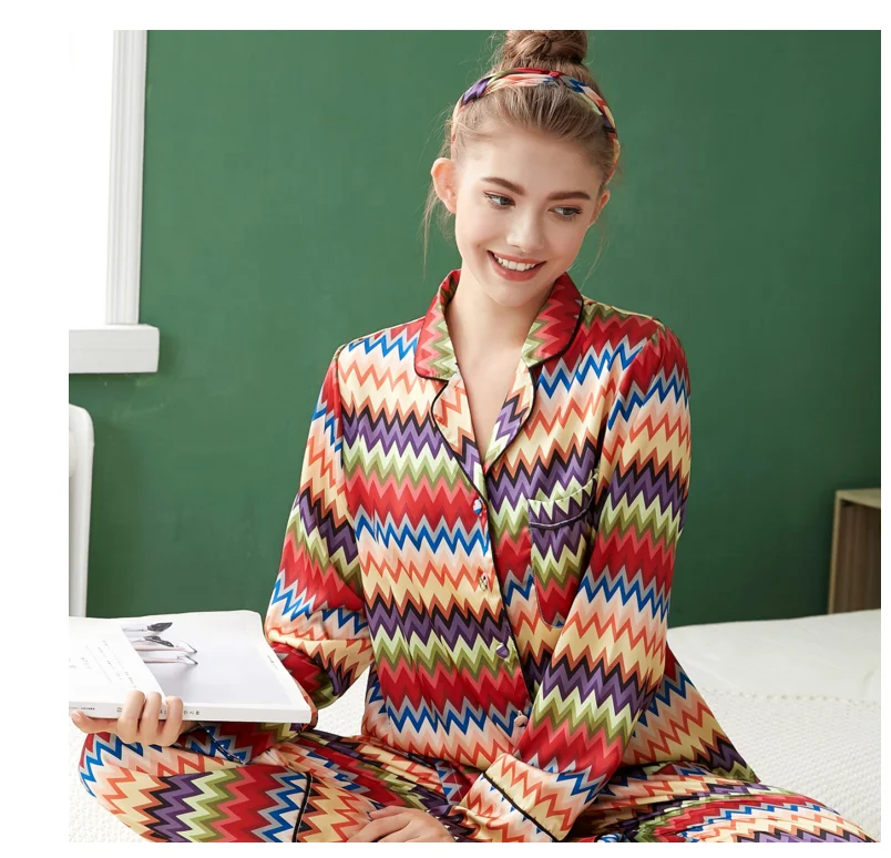 2021 Summer Zig Lag Custom Sexy Supplier Of Pajamas With Headband Real Satin Ice Silk Pajamas