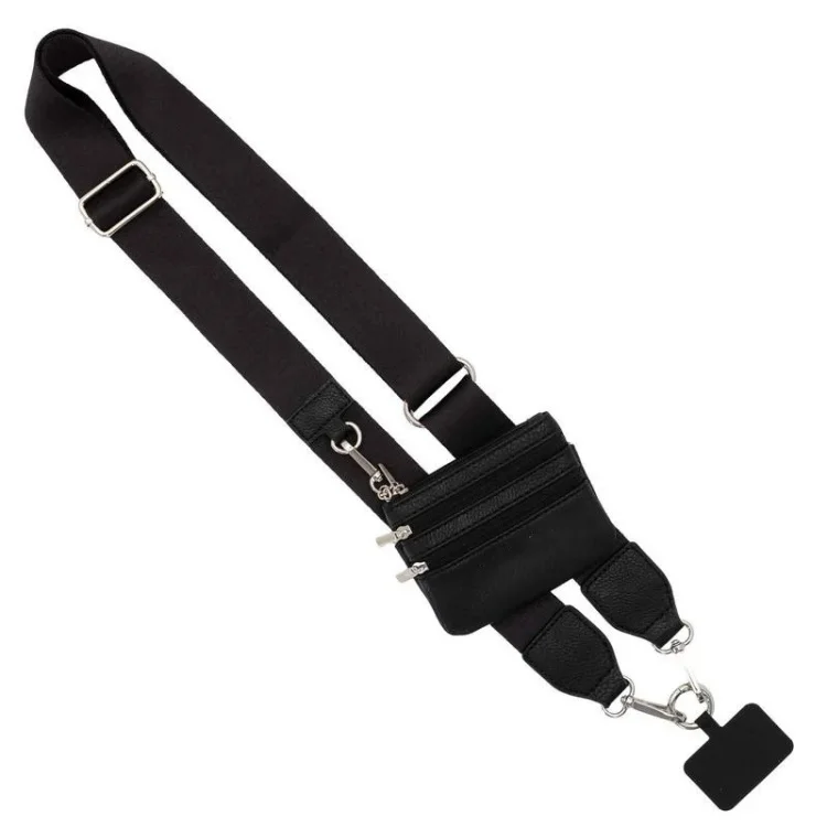 2024 new cute adjustable crossbody nylon webbing clip and go strap for phone with zippered pouch