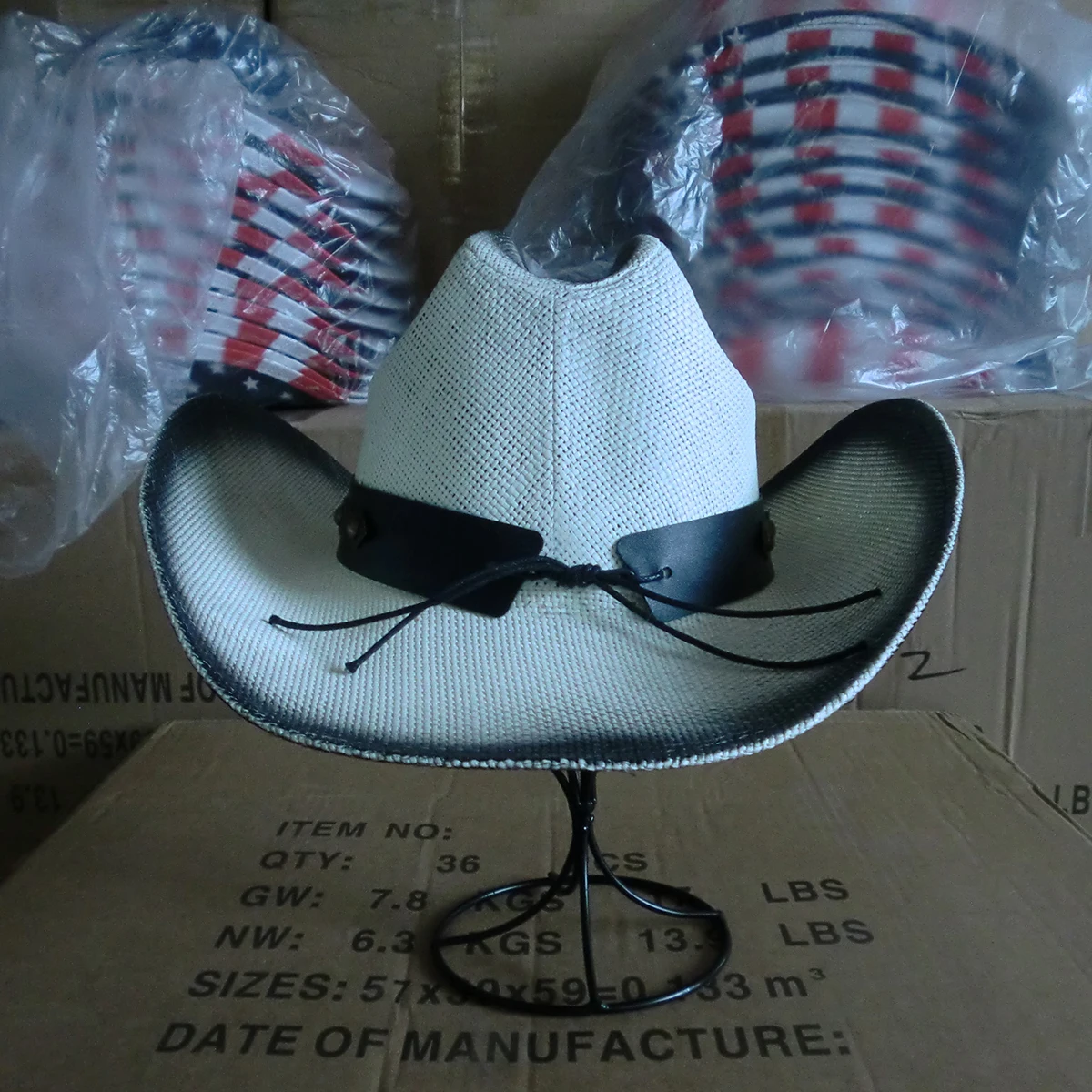 Stock Men Paper Straw Cowboy Hat US TEXAS unisex Painting striped Big Brim Sombreros Bull Cowgirl Cowboy Straw Hat