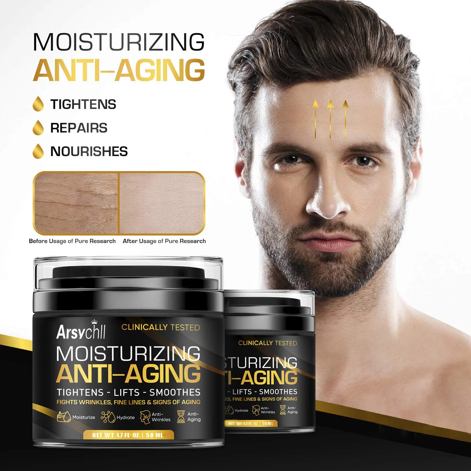 Private Label Natural Mens Hyaluronic Acid Anti Aging Anti Wrinkle Face Beauty Cream skin care products For Men