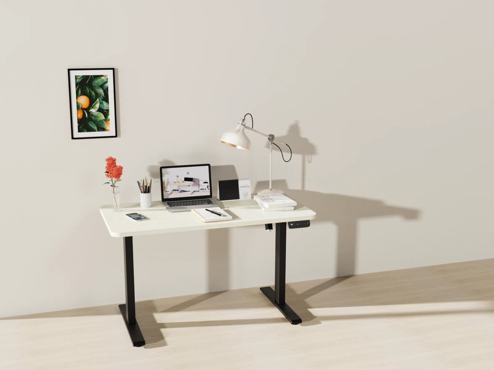 Home Office Type Dual Motor Adjustable Automatic Lifting Table Metal Frame Desk Stand