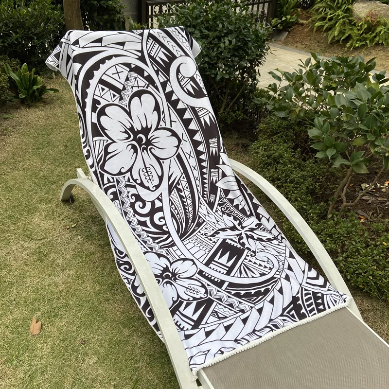 Print Microfiber Samoa Polynesian Bath Towel Custom Logo Tribal Wave Tattoo Pattern Ultra Soft Bath Cotton Towels for beach
