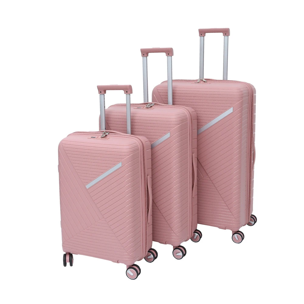 luggage set pp big capacity suitcase double wheel and smooth zipper travel pp luggage yellow suitcase sets