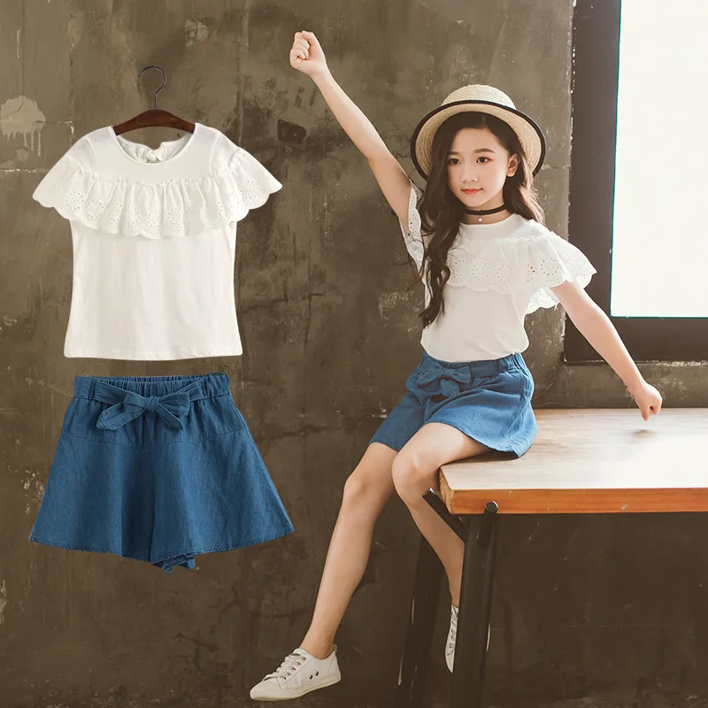 Korean style fashion suits summer kids girls clothes wholesale kids clothing